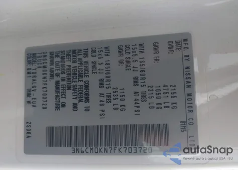 2015 Nissan Nv200 Sv from USA, damaged, VIN 3N6CM0KN7FK703720